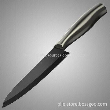 Ceramic kitchen knife, black zirconia blade, stainless steel handle